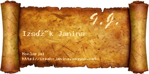 Izsák Janina névjegykártya